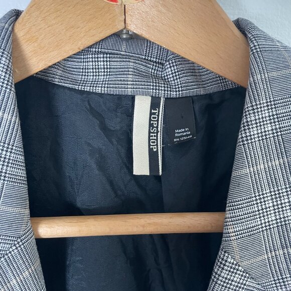 TOP SHOP Oversized Checked Black and White Blazer Size 36 EU - Picture 5 of 13